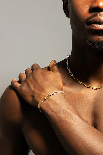 Collier chaîne argent 925 & vermeil - Bagou