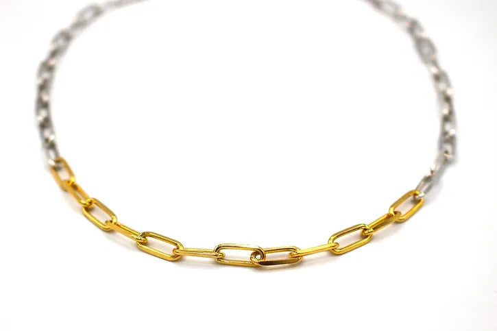 Collier chaîne argent 925 & vermeil - Bagou