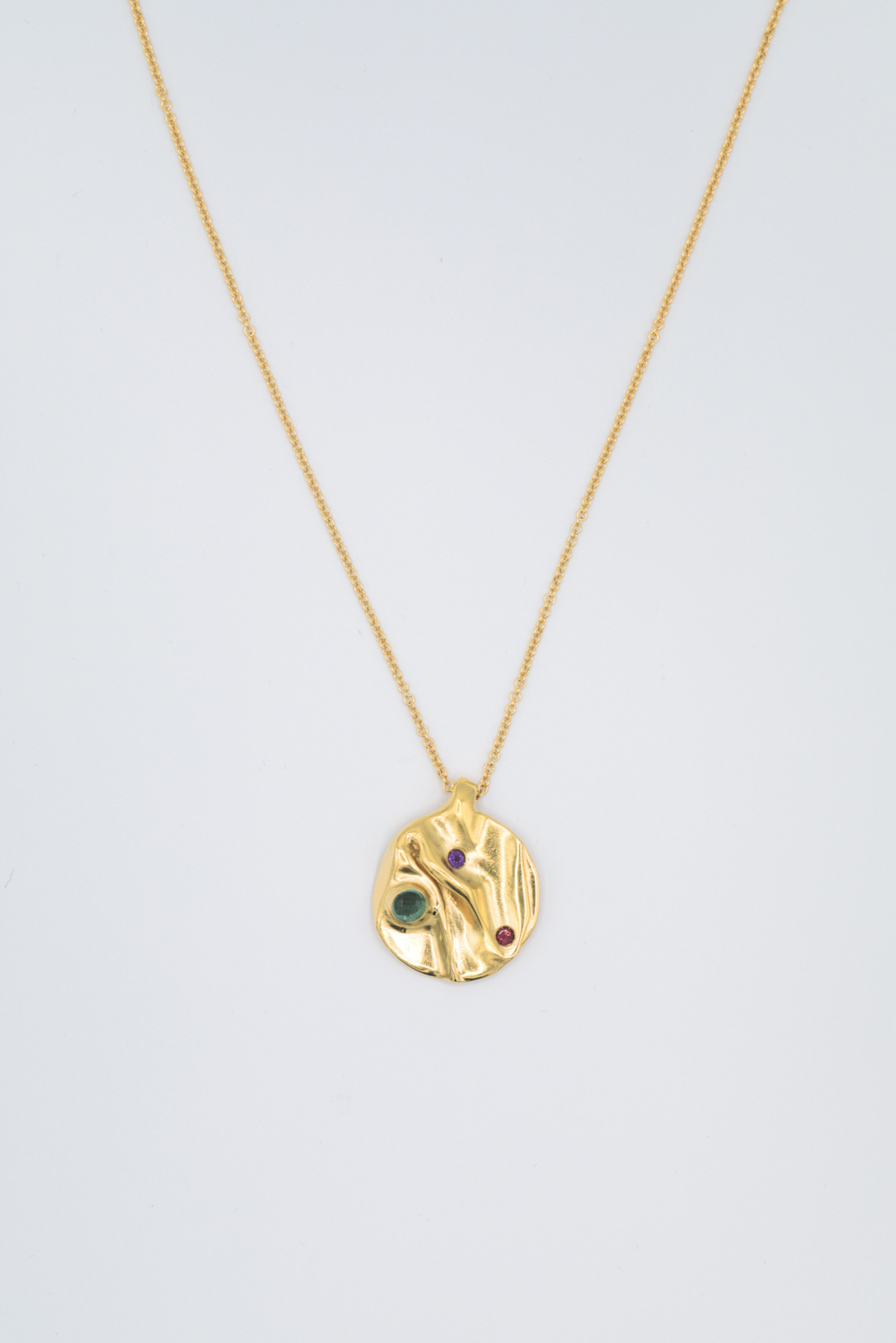 Collier médaille vermeil & pierres fines - Mutine