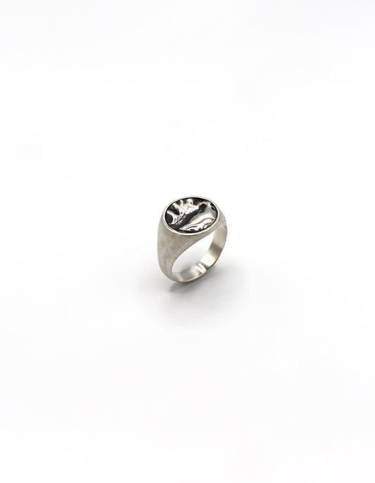 Bague chevalière argent 925 patiné - Punch