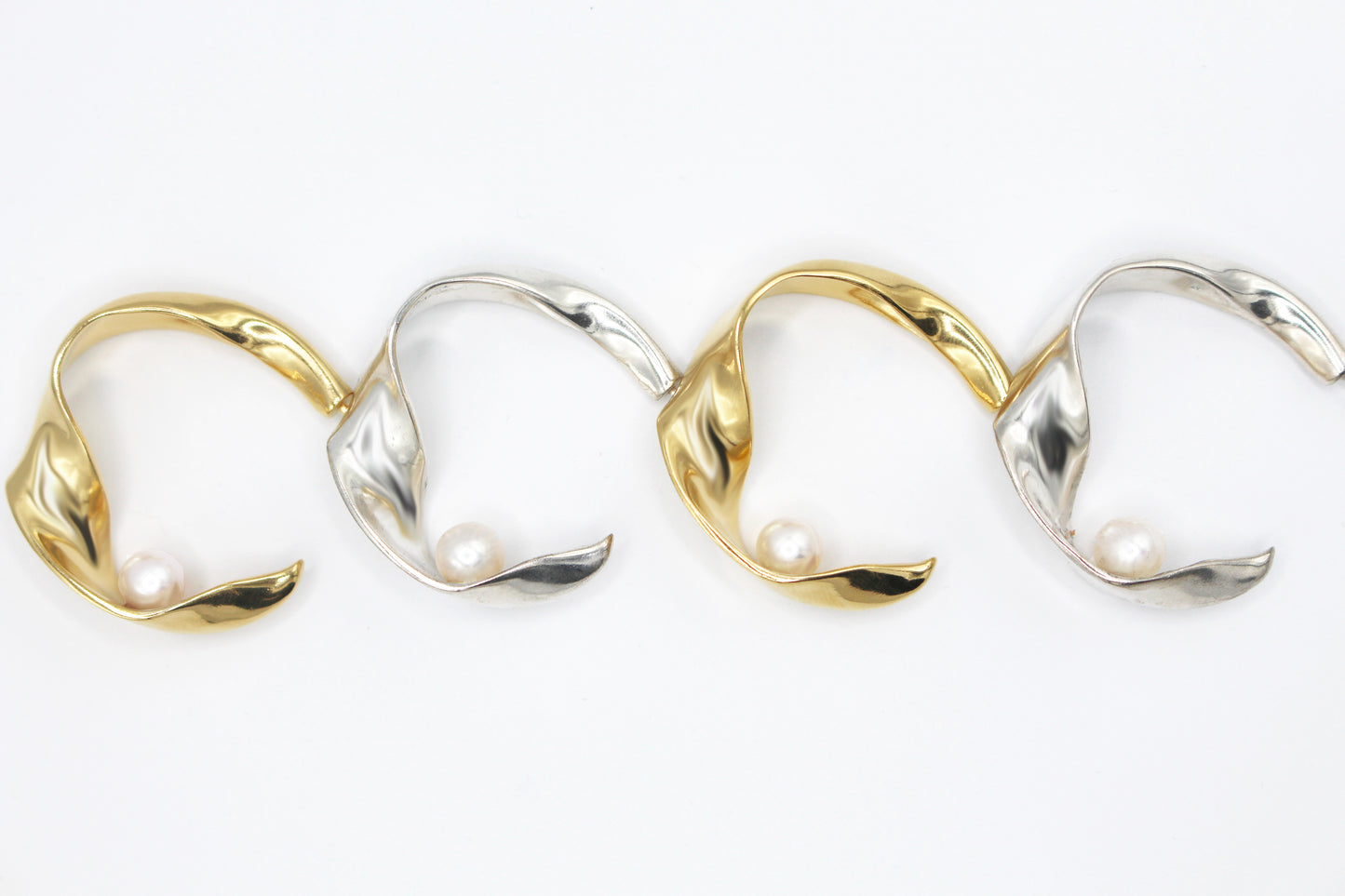 Boucle d'oreilles créoles argent 925 & perle - Flâne