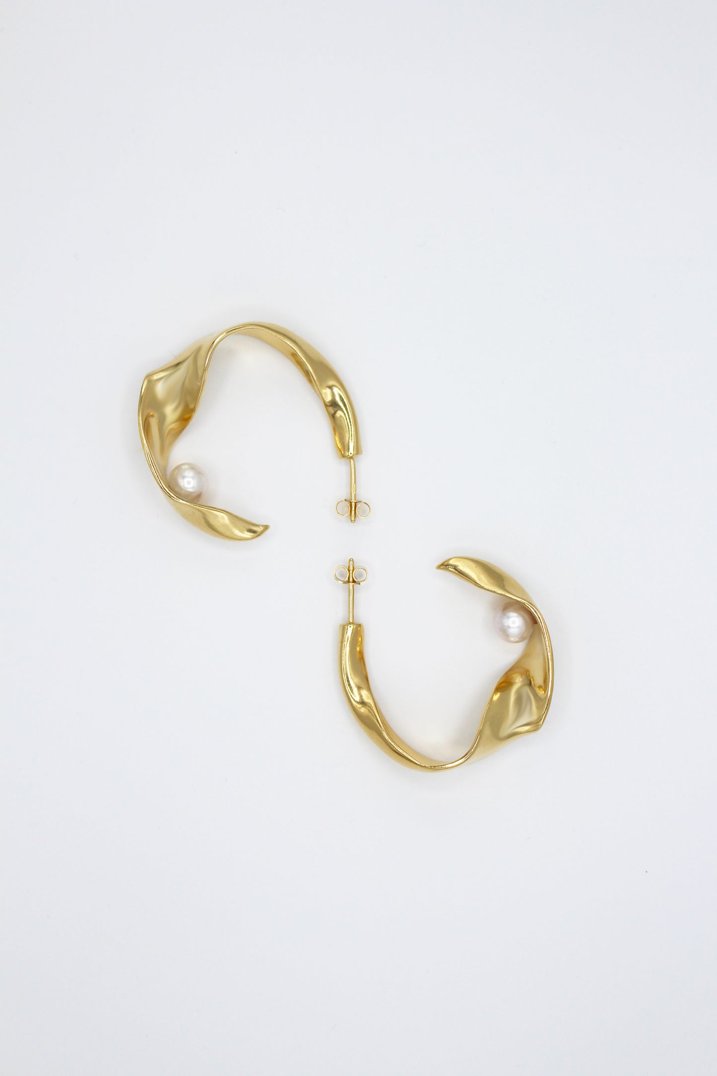 Boucle d'oreilles créoles vermeil & perle - Flâne