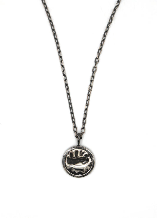 Collier médaille argent 925 patiné - Verso