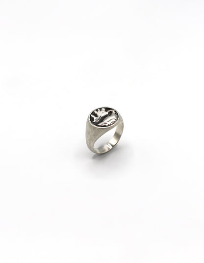 Bague chevalière argent 925 patiné - Punch