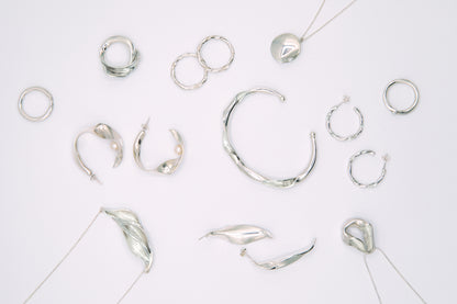 Boucle d'oreilles créoles argent 925  & perle - Flâne