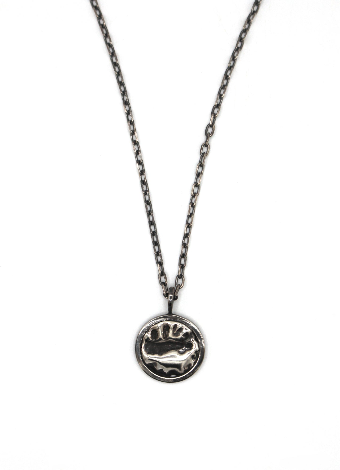 Collier médaille argent 925 patiné - Verso